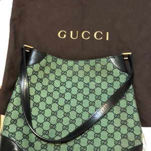Gucci Teal Fabric Tote